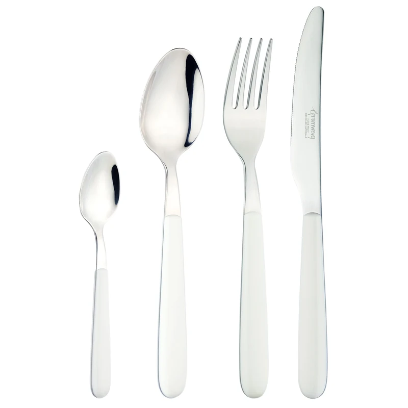 Grunwerg Greenworks 24 Piece Boxed Cutlery Set, Recycled Plastic, Eco-Friendly, Sepia White