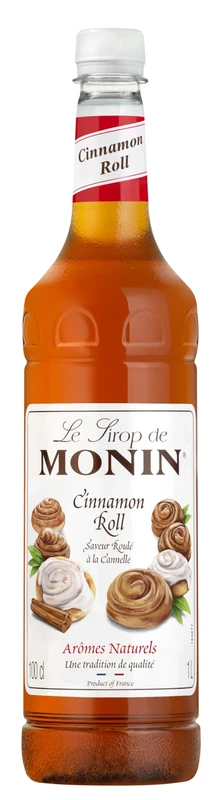 MONIN Premium Cinnamon Roll Sugar Syrup for Coffee and Cocktails, Vegan-Friendly, Allergen-Free, Natural Flavours and Colourings, 1L