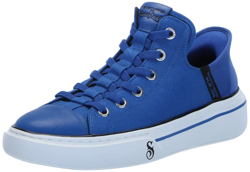 Skechers Mens Hands-Free Slip-ins X Snoop Dogg One Boss Life Canvas Sneaker, Blue Canvas, 4 UK