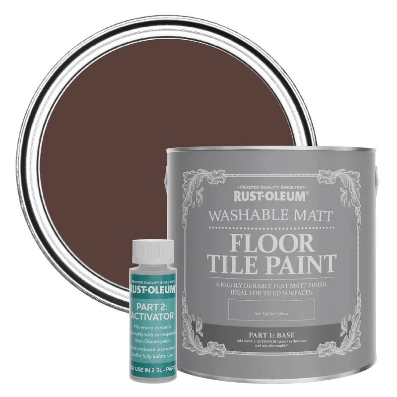 Rust-Oleum Red Washable Matt Floor Tile Paint, Matt Finish - Valentina 2.5L