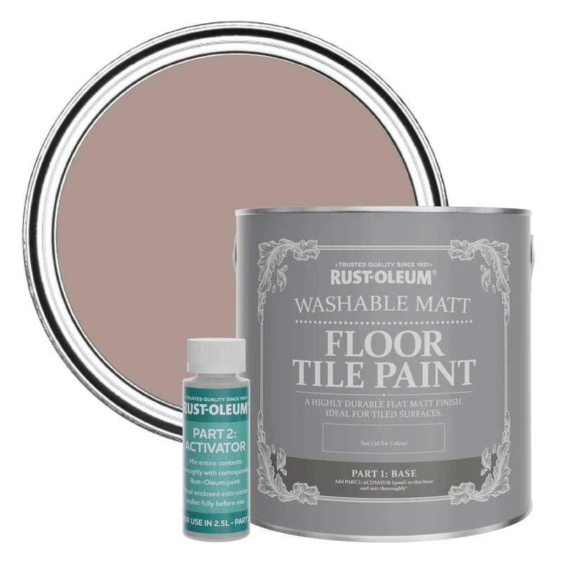 Rust-Oleum Pink Washable Matt Floor Tile Paint, Matt Finish - Haversham 2.5L