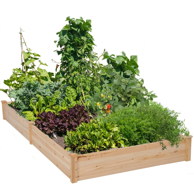 Yaheetech Wooden Horticulture Raised Garden Bed Divisible Elevated Planting Planter Box for Flowers/Vegetables/Herbs in Backyard/Patio Outdoor, 241.5 x 124.5 x 27 cm