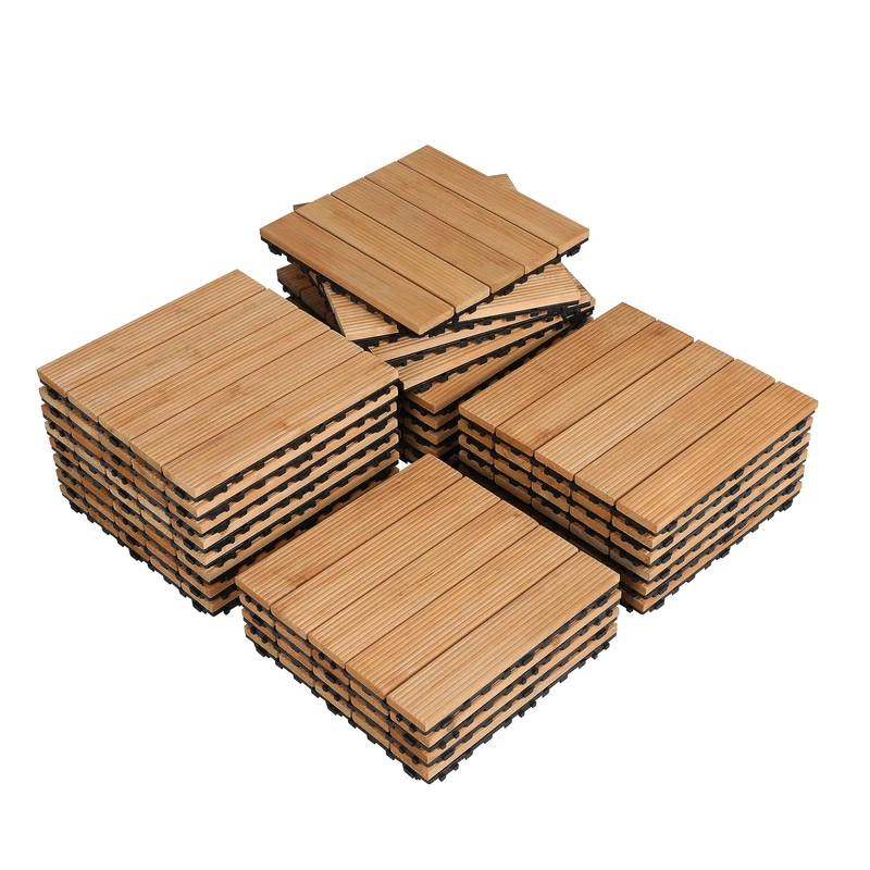 Yaheetech 1 Pack Interlocking Tiles, 30 x 30cm, Total 27pcs, Natural Wood