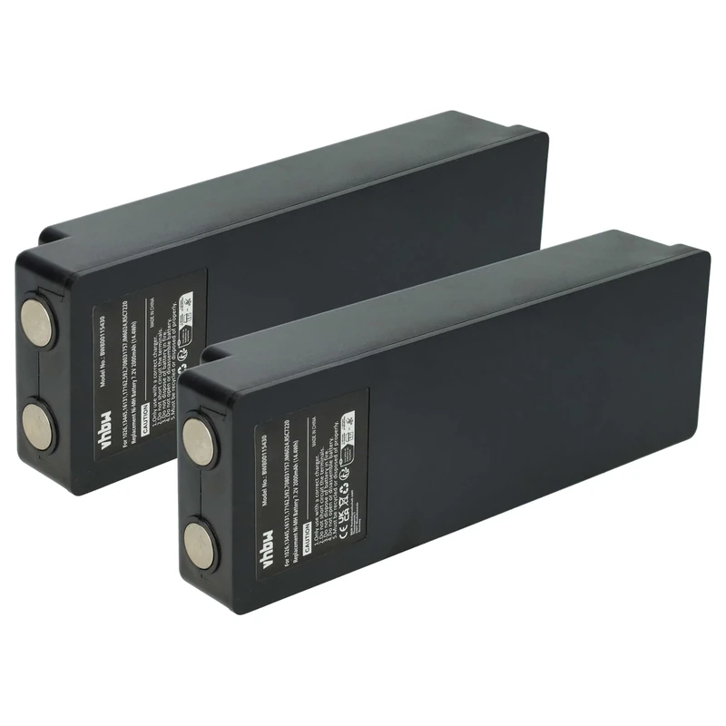 vhbw 2x Battery compatible with Scanreco BS590, 960, 16131, 790, 592, 590, Cifa Industrial Radio Remote Control (2000mAh, 7.2 V, NiMH) - Black