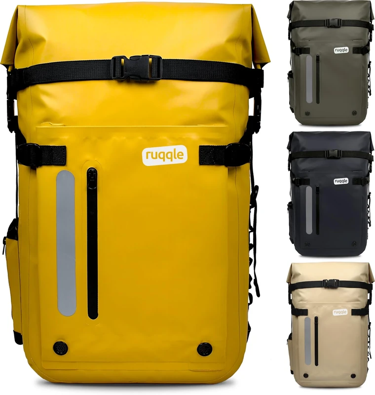 Ruqqle Versatile Waterproof Dry Bag 20/30/45L with 3 External Pockets, Waterproof Comfort Backpack Beach Boat Canoe Paddle Kayak Hiking Camping Fishing Motorcycle