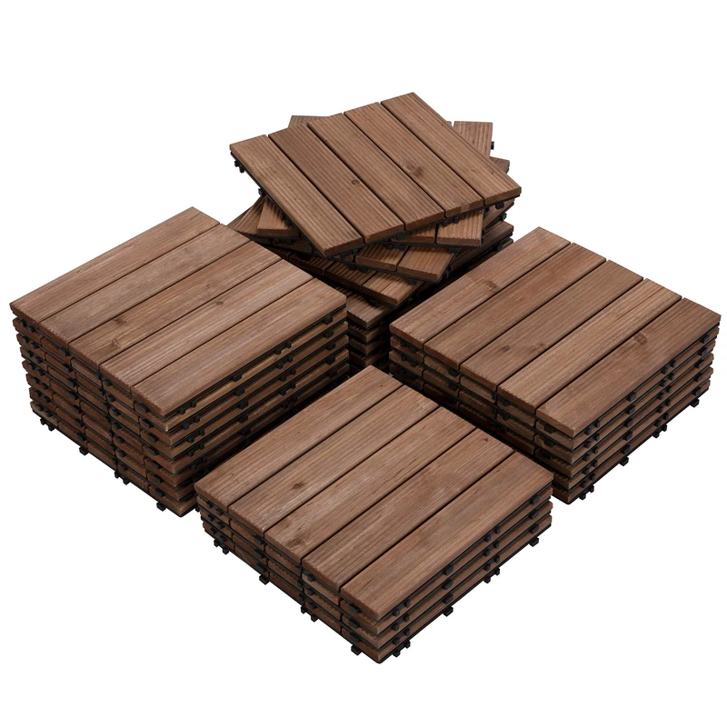 Yaheetech 1 Pack Interlocking Tiles, 30 x 30cm, Total 27pcs, Brown