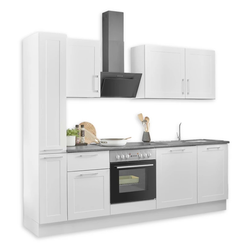 Marseille Modern Kitchen Unit without Electrical Appliances in White, Metallic Brown - Spacious Fitted Kitchen with Lots of Storage Space - 250 x 211 x 60 cm (W x H x D) - Image 1