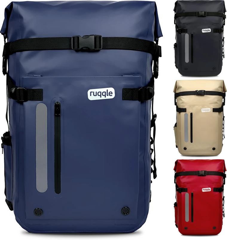 Ruqqle Versatile Waterproof Dry Bag 20/30/45L with 3 External Pockets, Waterproof Comfort Backpack Beach Boat Canoe Paddle Kayak Hiking Camping Fishing Motorcycle