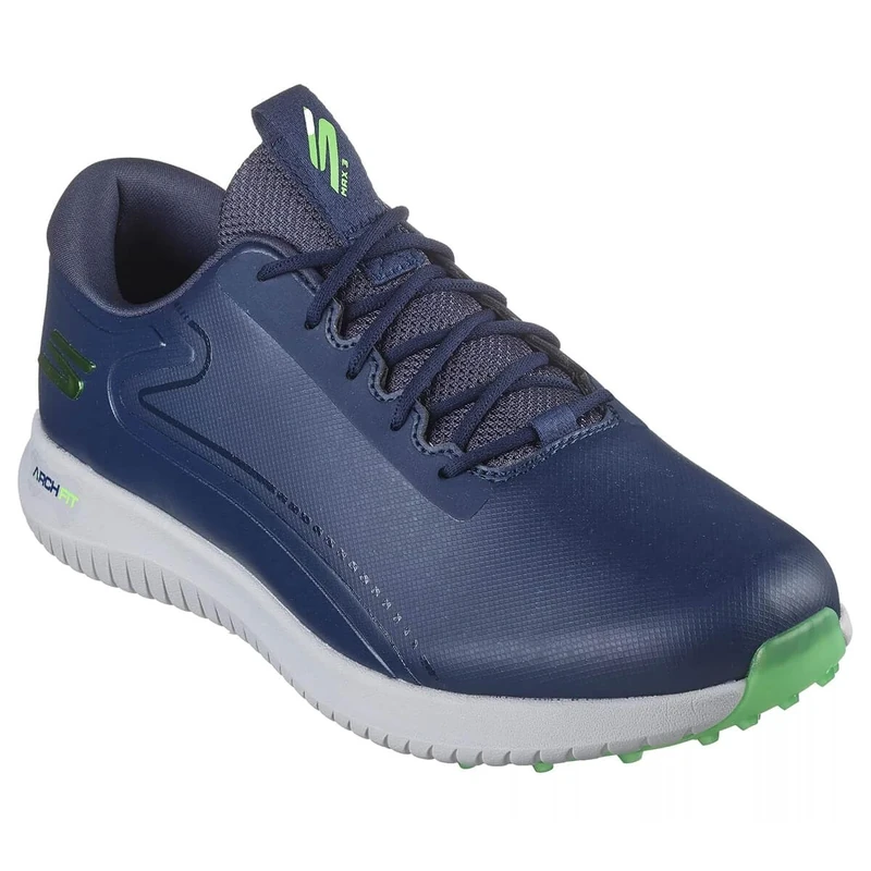 Skechers Men's GO Golf MAX 3 Sneaker, Navy Synthetic/Lime Trim, 8 UK
