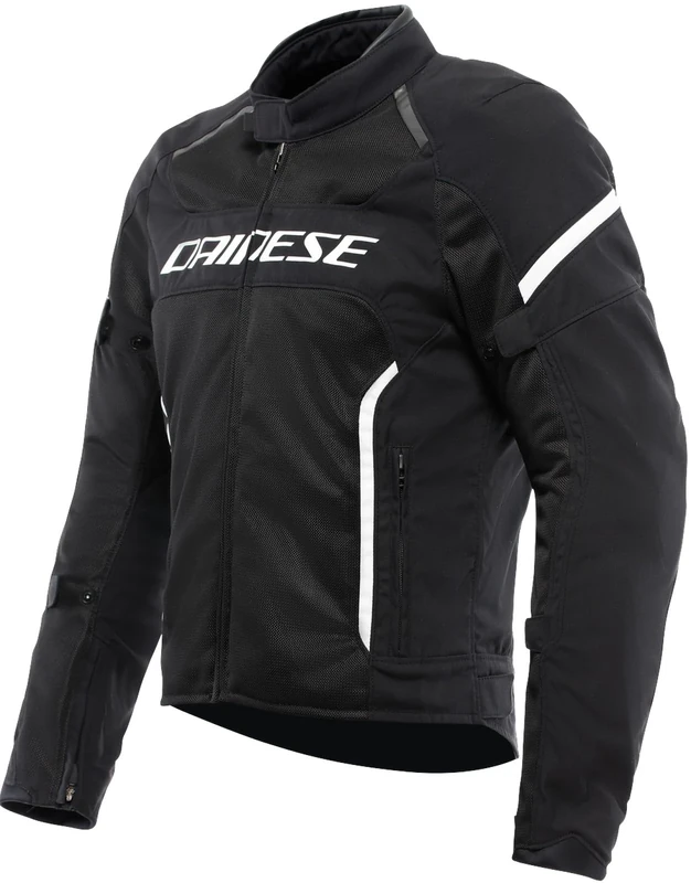 DAINESE - Air Frame 3 Tex Jacket, Summer Motorcycle Jacket with Detachable Windproof Lining, Man, Black/Black/White, 46