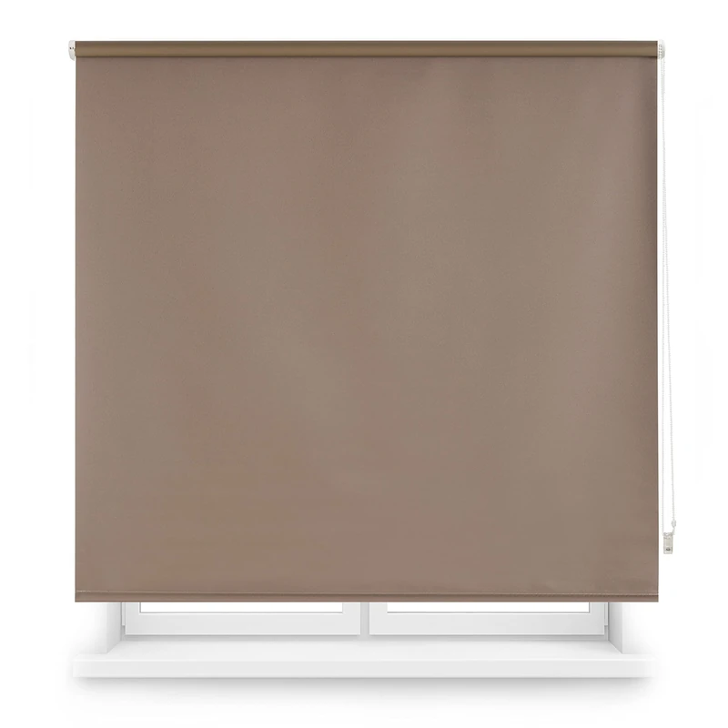 INTERBLIND Blackout Roller Blind Smooth Premium Size 100 x 230 cm Width x 230 cm Height Blackout Roller Blind Fabric Dimensions 97 x 225 cm Thermorolo Taupe Insulation from Light, Cold and Heat