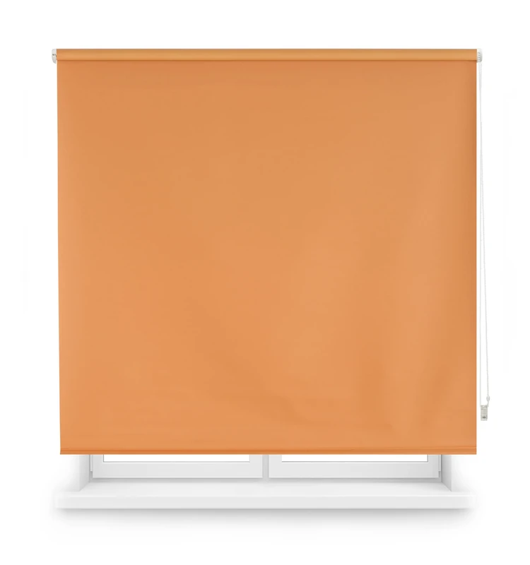 INTERBLIND | Premium Smooth Opaque Roller Blind - Roller Blind Size 120 x 175 cm Width by Height - Opaque Blind Fabric Measure 117 x 170 cm - Thermal Blind Orange - Light, Cold and Heat Insulation