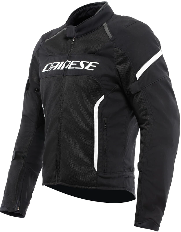 DAINESE - Air Frame 3 Tex Jacket, Summer Motorcycle Jacket with Detachable Windproof Lining, Man, Black/Black/White, 60