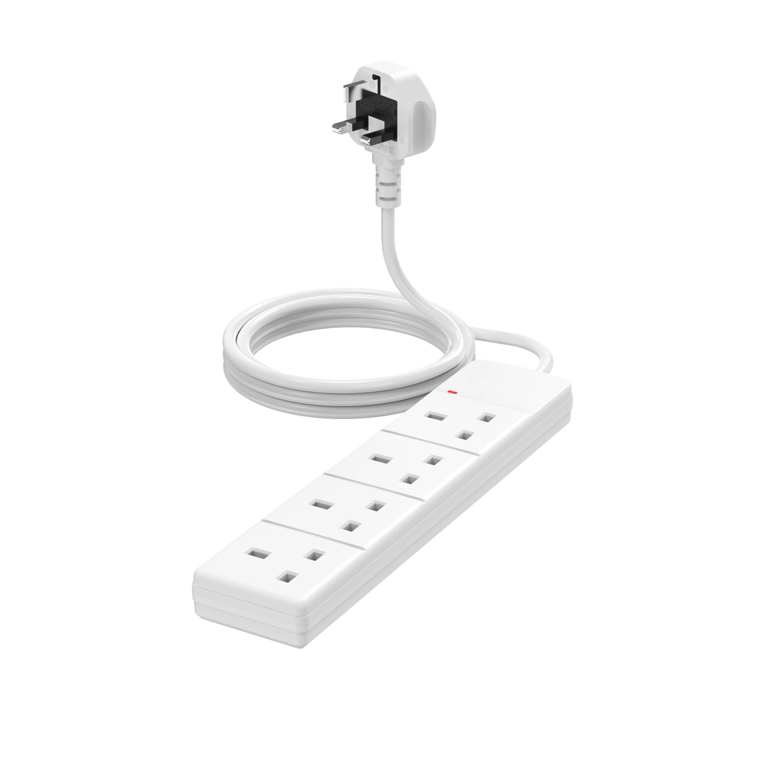 4 Way Extension Lead 2m – Socket Extension Cable, 4 Gang Power Strip Extension Cord, Multi Plug Extension Socket, Electric Extension Lead – Power Extension for Home, Bedroom, Kitchen and Office (2M)