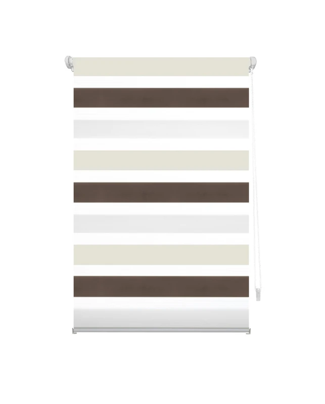 INTERBLIND | EasyFix Night and Day Blind - Installation Without Tools - Size 97 x 180 cm Width x Height - Without Drill Fabric Size 94 x 175 - Brown-Cream