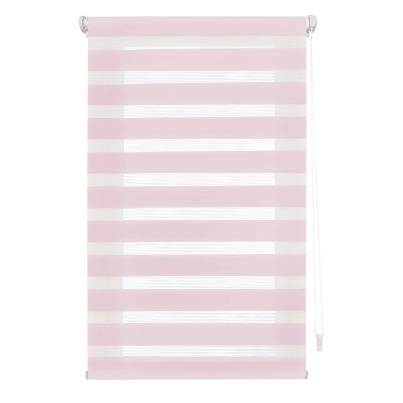 INTERBLIND Night and Day Roller Blind - Pink, 140W x 180H cm, Tool Free Installation, Polyester, Semi-Sheer