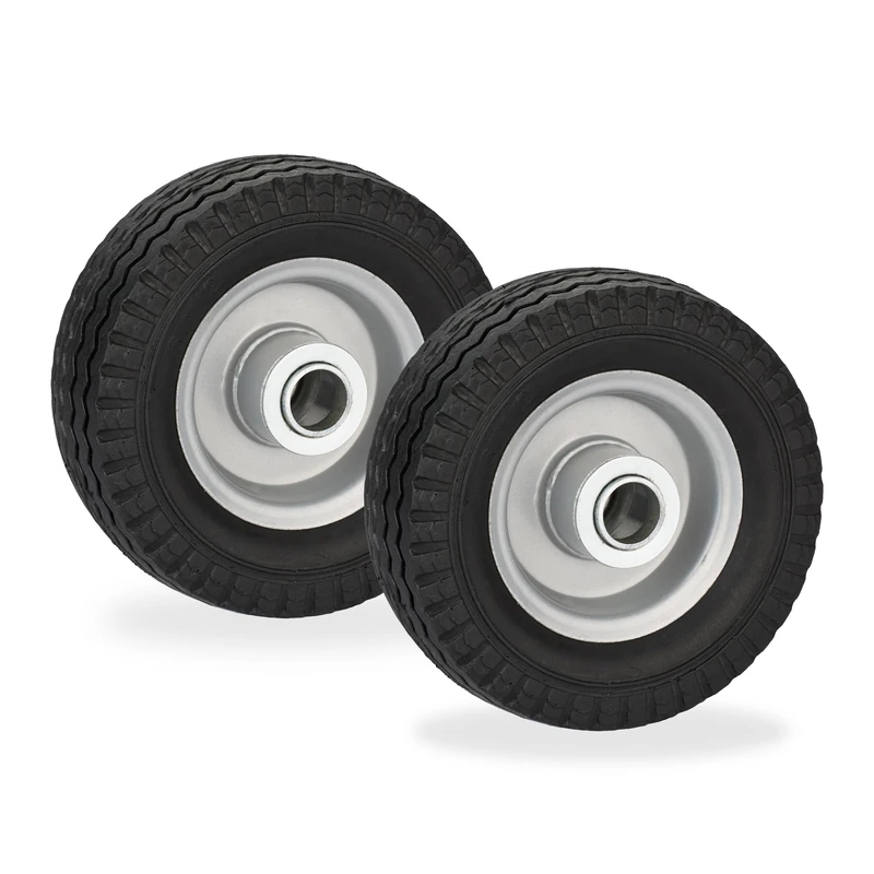 Relaxdays Scooter Wheels, 6x2, Set of 2, Solid Rubber, Steel Centre, Replacement Tyres, Puncture-Proof, 50 kg, Black - Image 1