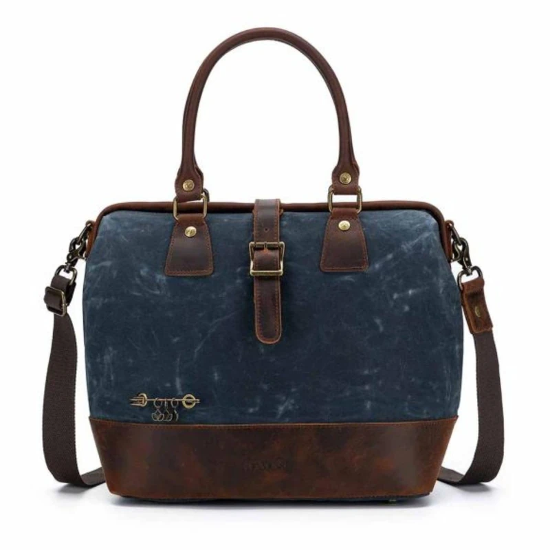 Della Q Bag, Canvas, Blue, 34x30x18cm - Image 1