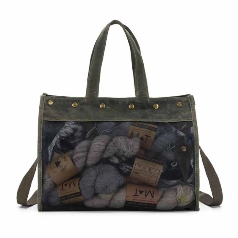 Della Q Handbag, Canvas, Olive, 38x25x15cm
