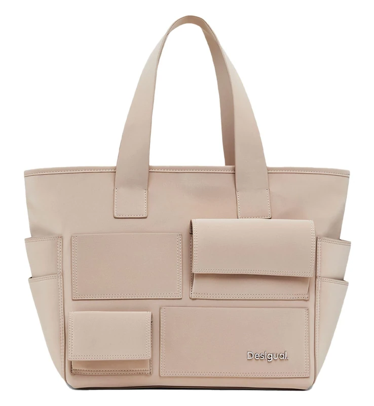 Desigual shopper bag cross body bag Pocket Face Pravia Shopping Bag Raw beige