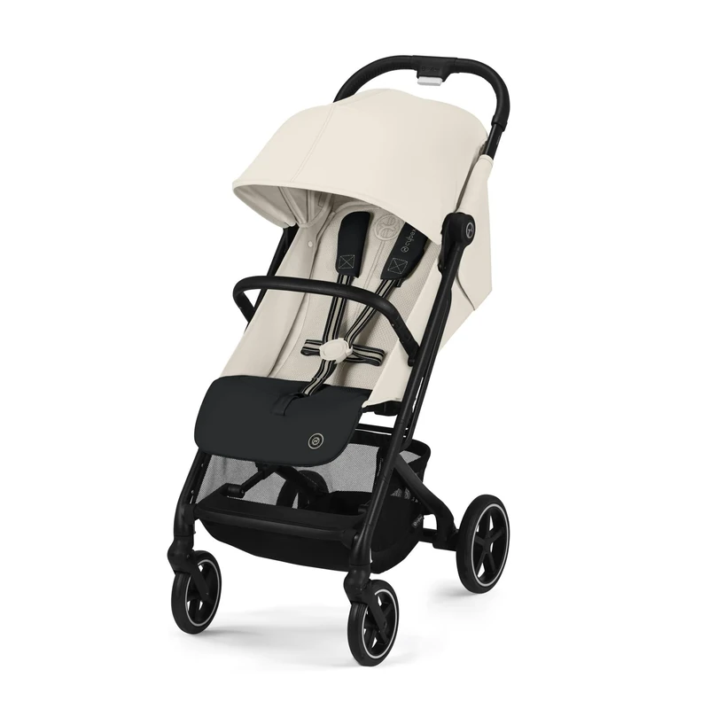Cybex Gold Beezy Pushchair with One-Pull Harness, from Birth to Approx. 4 Years (max. 22 kg), Compact and Ergonomic, Canvas White (White with Black Frame)