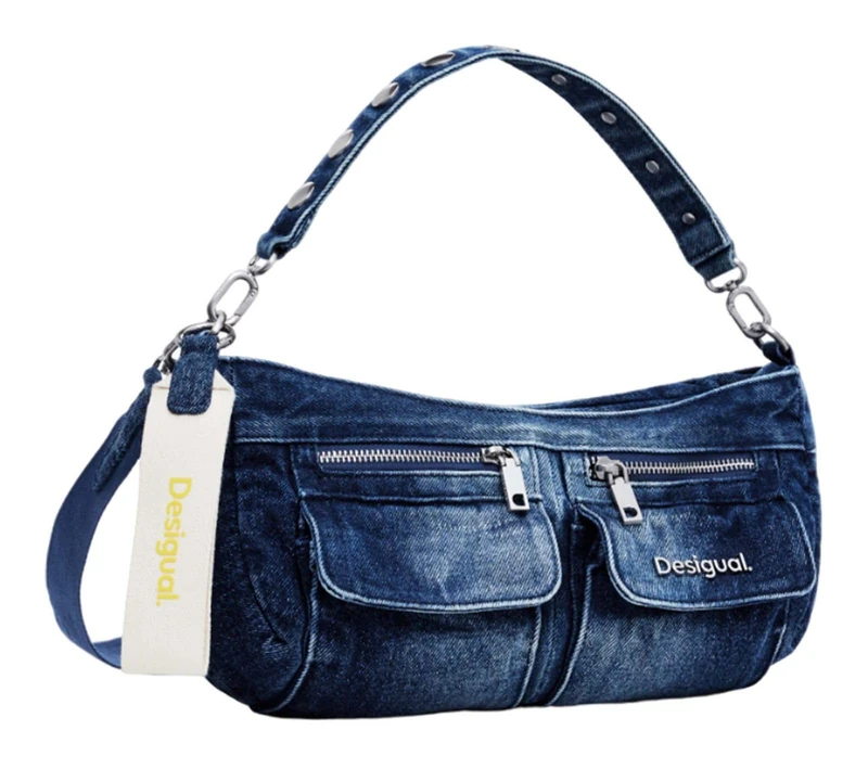 Desigual, ACCESSORIES DENIM SHOULDER BAG Woman, Blue, blue