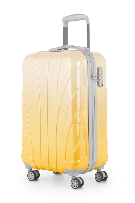 Suitline Cabin Suitcase 55 x 35 x 20 cm (34 L) ABS Hard Shell with Polycarbonate Coating TSA Lock 4 Double Wheels Telescopic Handle Carry on Travel, Safari Sunrise