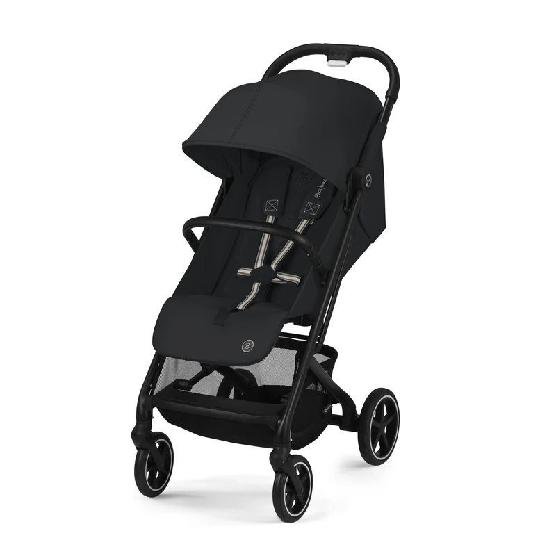 Cybex Gold Beezy Pushchair with One-Pull Harness, from Birth to Approx. 4 Years (max. 22 kg), Compact and Ergonomic, Magic Black (Black with Black Frame)