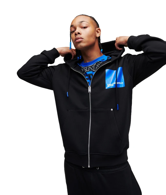 KARL LAGERFELD JEANS, Men's, Box Logo Hoodie, Regular Fit, Black, XL