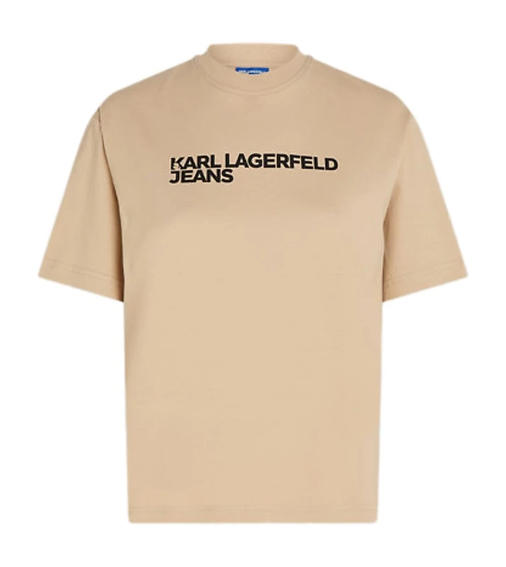 KARL LAGERFELD JEANS, Women's, Regular Short Sleeve Essential Logo Tee, Regular Fit, Beige, XS