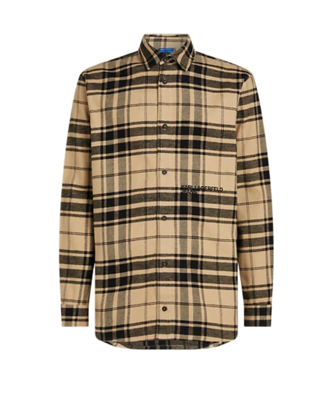 KARL LAGERFELD JEANS, Men's, Regular Check Shirt, Regular Fit, Black, L