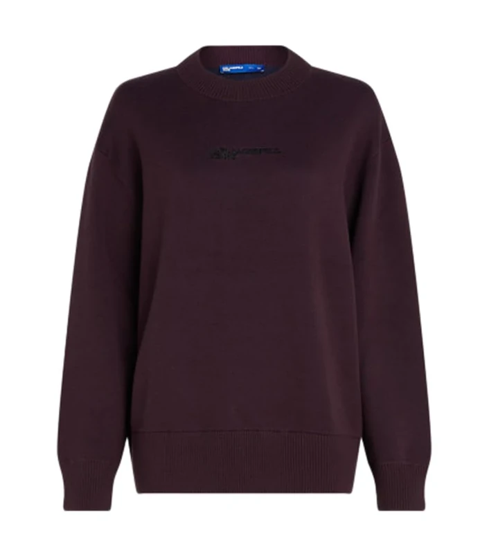 KARL LAGERFELD JEANS, Women's, Logo Knit Sweater, Relaxed Fit, Purple, XL