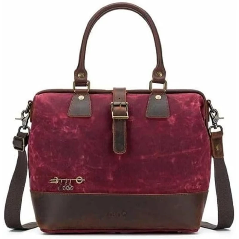 Della Q Bag, Canvas, Red, 34x30x18cm