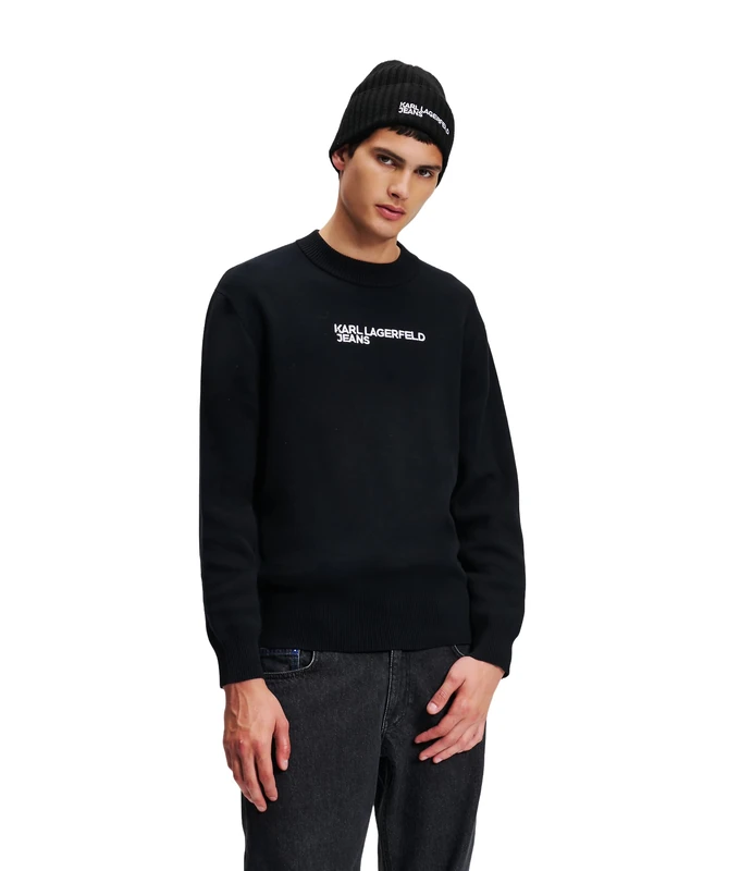KARL LAGERFELD JEANS Men Logo Sweater Black S