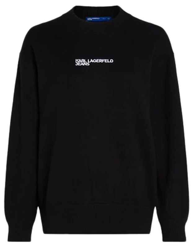 KARL LAGERFELD JEANS, Women's, Logo Knit Sweater, Relaxed Fit, Black, XS