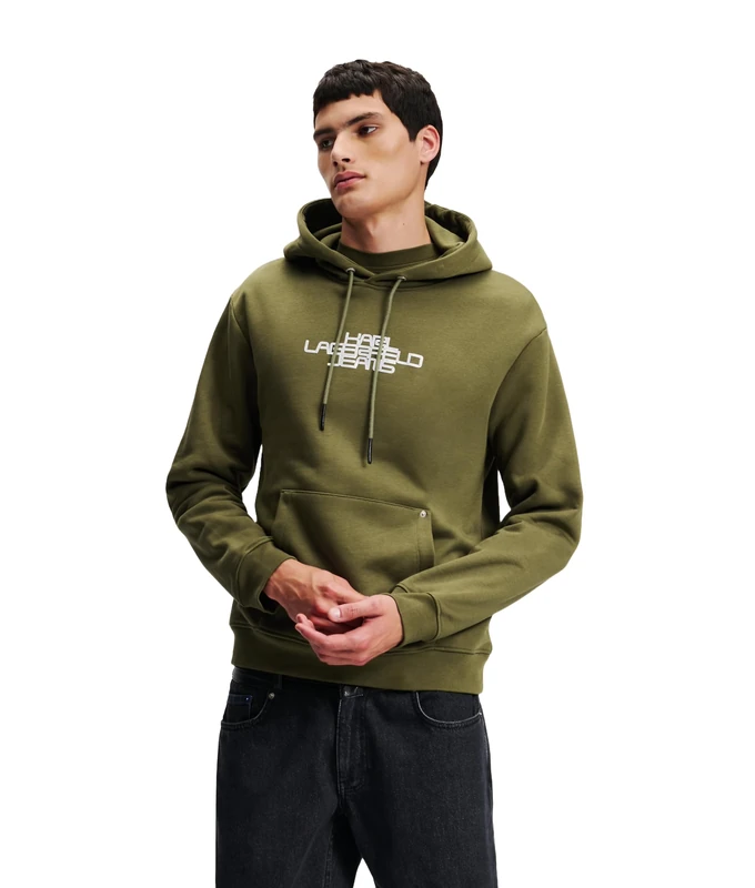 KARL LAGERFELD JEANS, Men's, Foil Logo Hoodie, Regular Fit, Green, L - Image 1