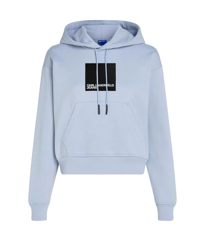 KARL LAGERFELD JEANS, Women's, Box Logo Hoodie, Regular Fit, Blue, XS