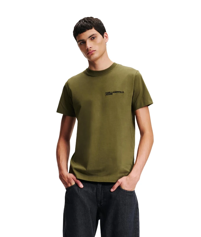 KARL LAGERFELD JEANS Men Slim Short Sleeve T-Shirt Ivy Green L - Image 1