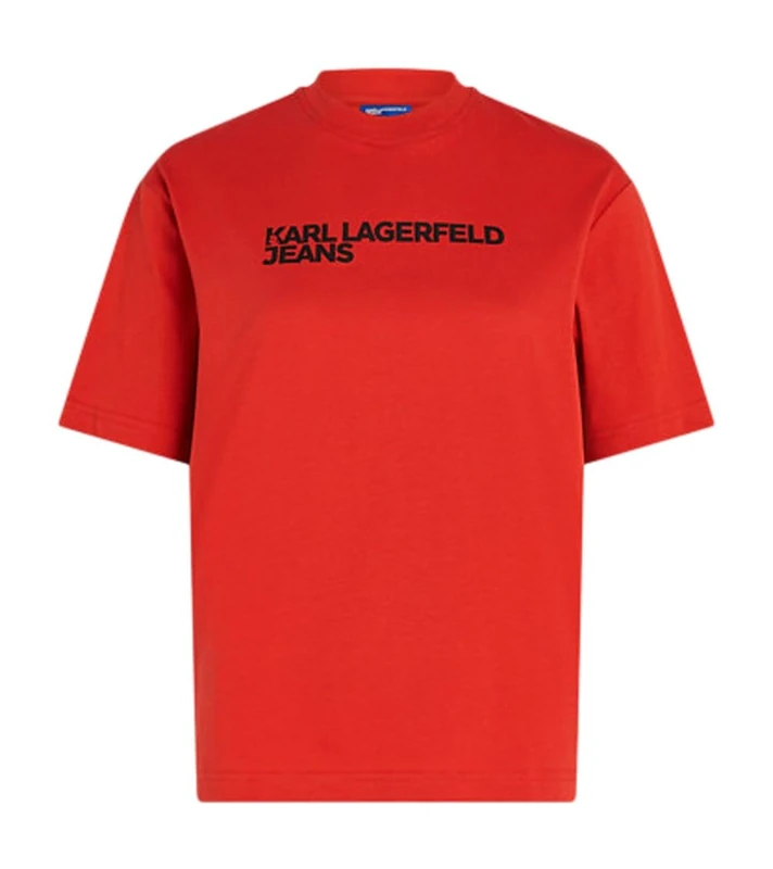 KARL LAGERFELD JEANS, Women's, Regular Short Sleeve Essential Logo Tee, Regular Fit, Red, S