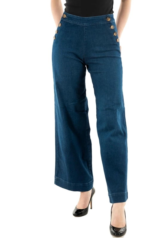 ONLY ONLMADISON Female Wide Leg Jeans High Waist Wide Leg Cut Jeans, Dark Medium Blue Denim, 27W x 32L