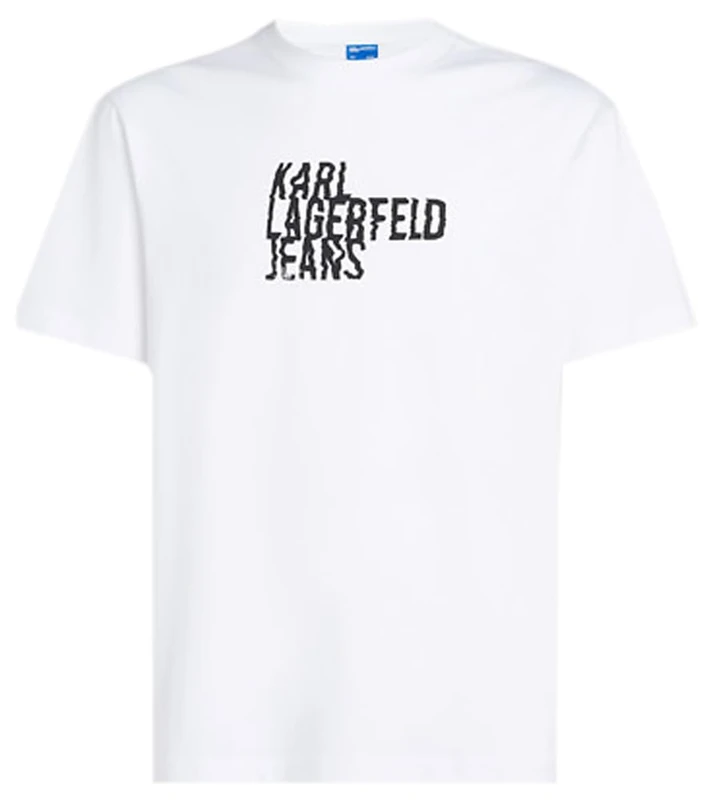 KARL LAGERFELD JEANS, Men's, Regular Short Sleeve Stacked Logo Tee, Regular Fit, White, XS