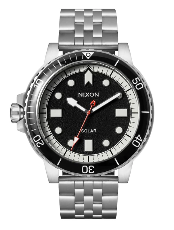 Nixon A1402-5233-00 Unisex Analogue Quartz Watch with Stainless Steel Strap, Silver/Black/White, Bracelet