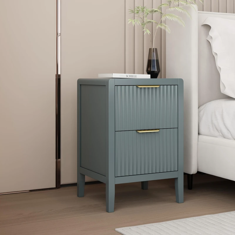 Cabinet Bits Bedside Table, Pine Wood, Grey, One Size - Image 1