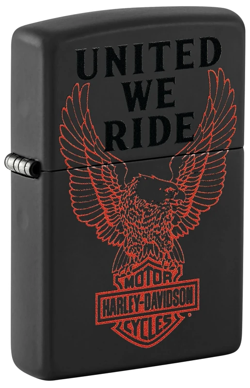 Zippo Windproof Lighter, Harley-Davidson Design – Matt Black, Colour Image – Refillable, Reusable, Windproof Design – Comes in Gift Box – Made in USA
