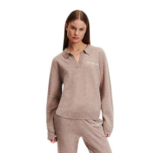 Karl Lagerfeld B.V Women's Hotel Karl Cashmere Sweater Sweatshirt, Toast Beige, S