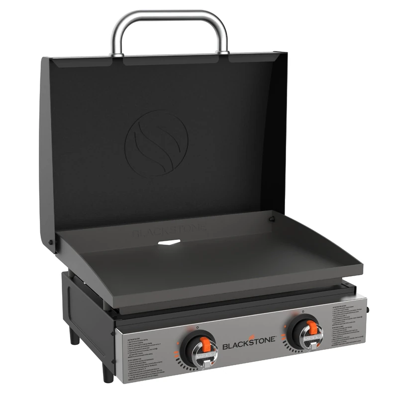 Blackstone 2144, 22" (56 cm), Countertop Gas Griddle BBQ with Hood, Stainless Steel/Black