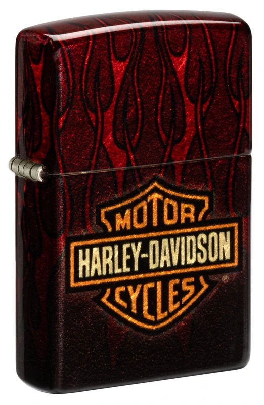 Zippo Windproof Lighter, Harley-Davidson Flames Design – 540° Tumbled Brass, Fusion – Refillable, Reusable, Windproof Design – Comes in Gift Box – Made in USA