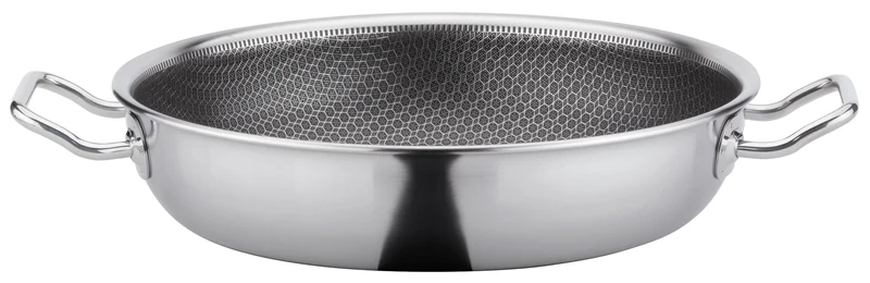 Spring Vulcano Cut Resist Pure Diameter 32 cm, Stainless Steel, Non-Stick Coating, 100% PFAS Free, Suitable for Induction Cookers, 5-Layer Multi-Layer Material, Scratch-Resistant, Oven Solid Serving