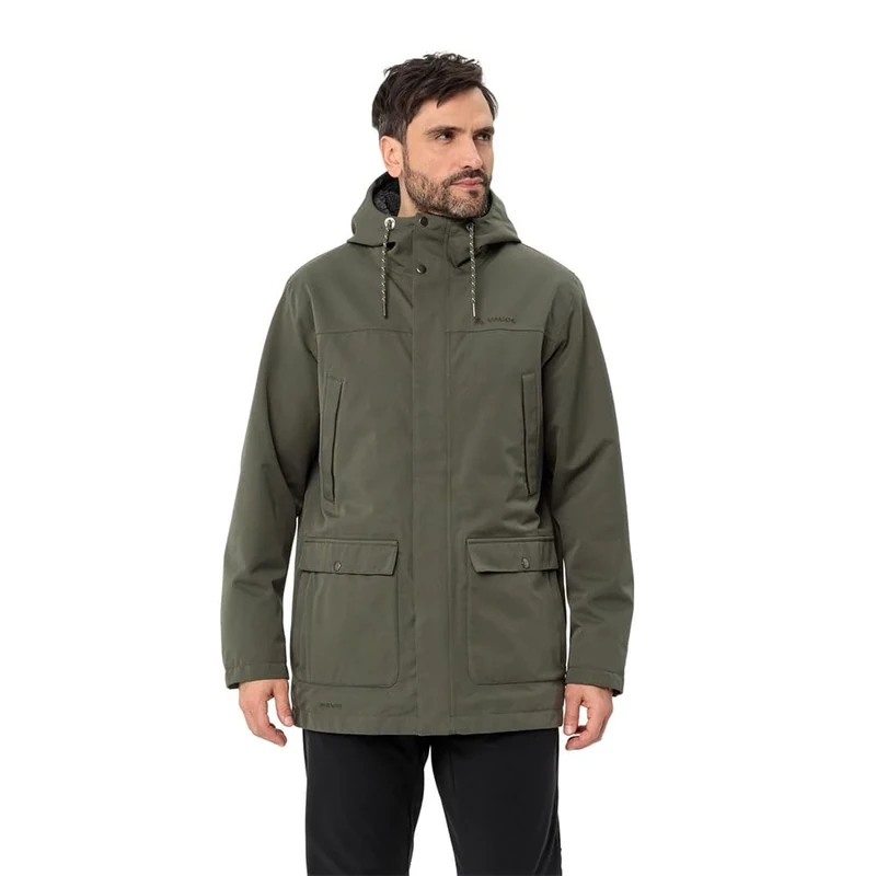 VAUDE Men's Manukau Parka II Jacket, Black/Khaki, XXL