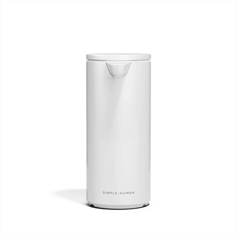 simplehuman 266ml Sensor Pump, Rechargeable Automatic Liquid Soap Dispenser, Variable Dispense, No-drip Valve, IP67 Waterproof, White Stainless Steel, ST1085